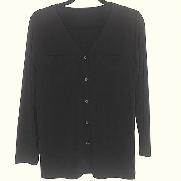 Michael Kors Black and Gold Button Up Blouse/Cardigan- Long Sleeve - Picture 1 of 5